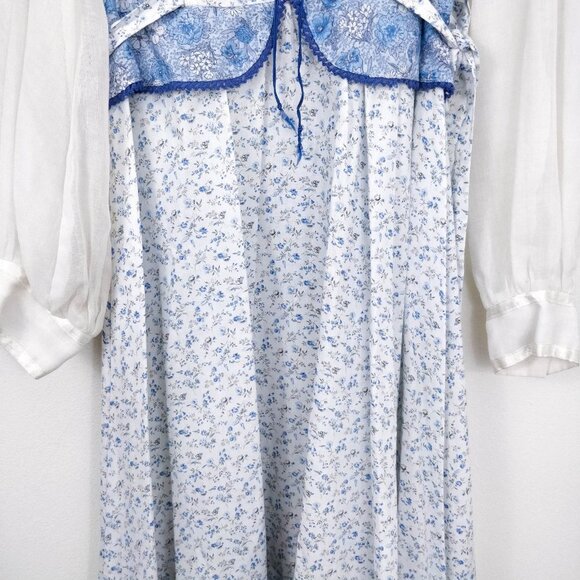 Candi Jones Blue Floral Corset Peplum Peasant Sleeve Midi Dress Small - Picture 4 of 11